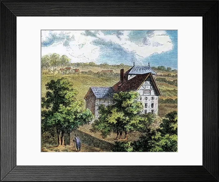 Framed Print : Goethe. Bodmers Dichterherberge. Bodmer's poet's inn. Framed Print : Goethe. Bodmers Dichterherberge. Bodmer's poet's inn.