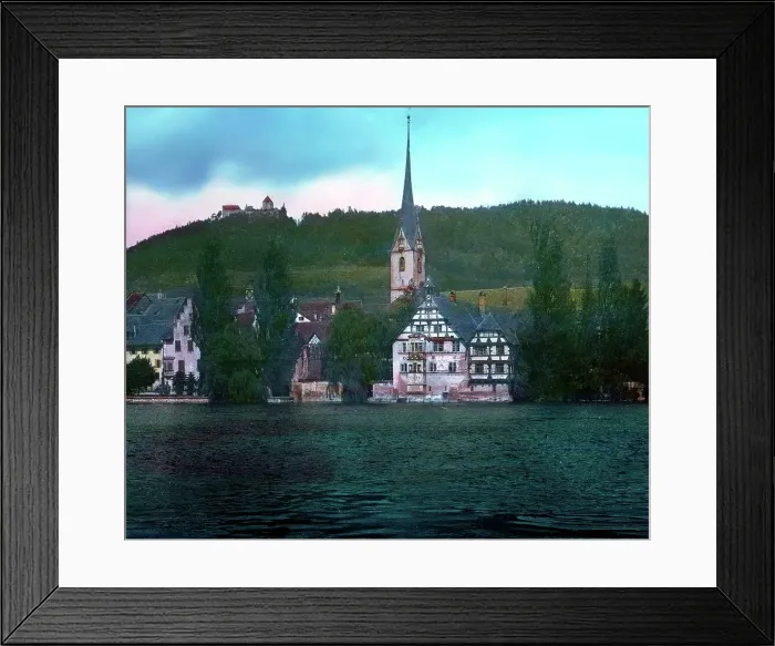 Impresión enmarcada : Bodensee. Stein am Rhein. El pueblo de Stein en el río Rin