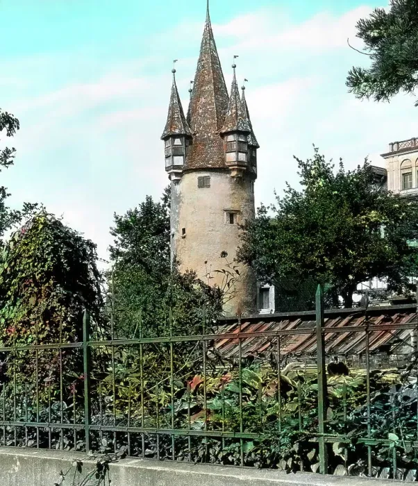 Stampa con cornice : Bodensee. Il Der Diebsturm in Lindau. Il torre del Der Diebsberg a Lindau Stampa con cornice : Bodensee. Il Der Diebsturm in Lindau. Il torre del Der Diebsberg a Lindau