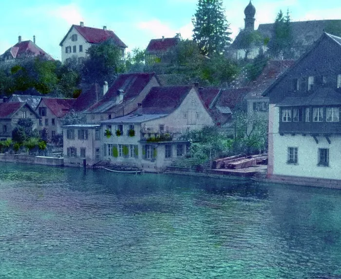 Impresión enmarcada : Bodensee. Berg cerca de Stein en el río Rin Impresión enmarcada : Bodensee. Berg cerca de Stein en el río Rin