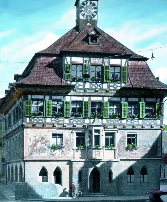 Framed Print : Bodensee. Das Rathaus in Stein am Rhein. Town hall at Stein on Rhein