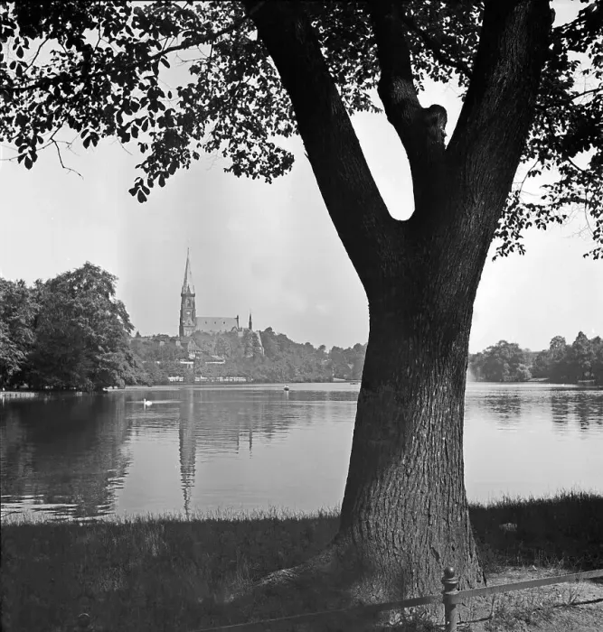 Gerahmter Druck : Chemnitz. Partei am Schloßteich in Chemnitz, Deutschland 1930er Jahren Gerahmter Druck : Chemnitz. Partei am Schloßteich in Chemnitz, Deutschland 1930er Jahren