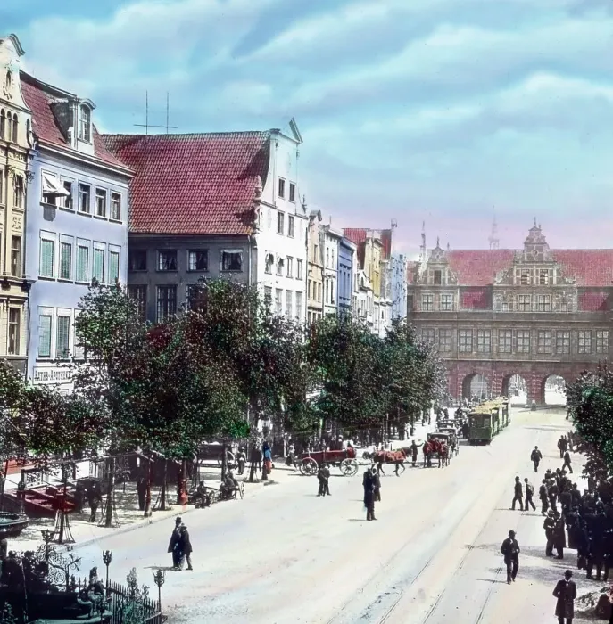 Gerahmter Druck : Das Grüne Tor in Danzig, um 1920. Gerahmter Druck : Das Grüne Tor in Danzig, um 1920.