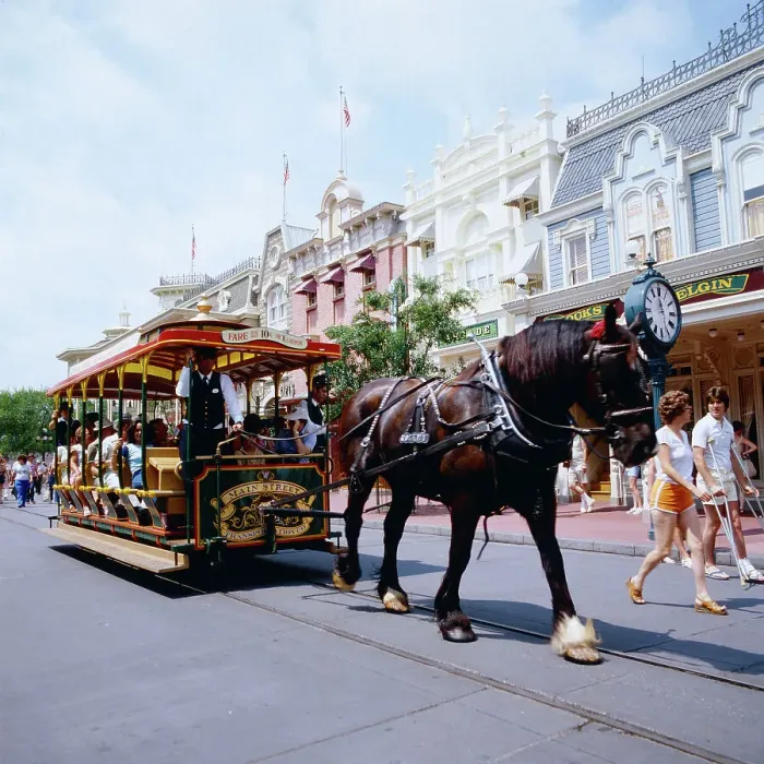 Framed Print : Florida. Pferdegezogene Straßenbahn auf der Main Street U.S.A Framed Print : Florida. Pferdegezogene Straßenbahn auf der Main Street U.S.A