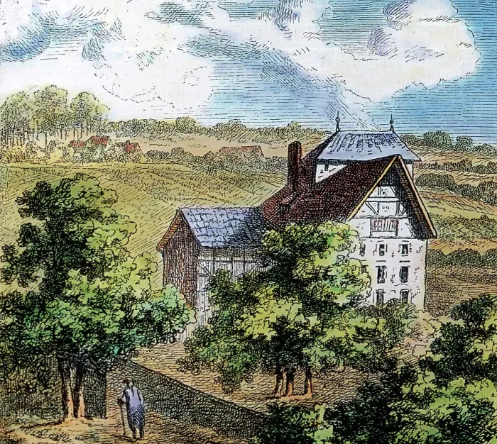 Framed Print : Goethe. Bodmers Dichterherberge. Bodmer's poet's inn. Framed Print : Goethe. Bodmers Dichterherberge. Bodmer's poet's inn.