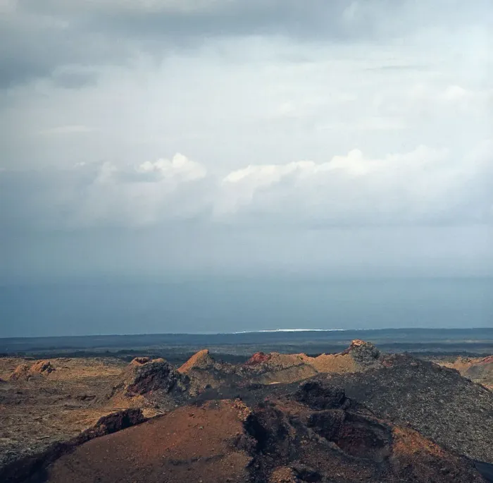 Gerahmter Druck : Die Montañas del Fuego, Feuerberge auf der Kanarischen Insel Lanzarote, Spanien 1980er.