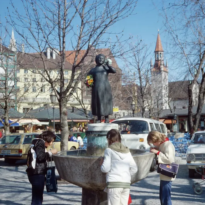Gerahmter Druck : München (Deutschland), 1985; Historisches Zentrum der Stadt München mit