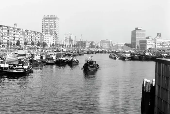 Stampa con cornice : Rotterdam. Cuttori e barche da guerra nel porto di Roterdam, Paesi Bassi 1971 Stampa con cornice : Rotterdam. Cuttori e barche da guerra nel porto di Roterdam, Paesi Bassi 1971