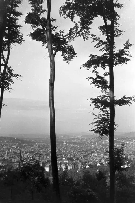 Gerahmter Druck : Stuttgart. Ein Blick auf die historische Stadtmitte von Stuttgart im Jahrzehnt Gerahmter Druck : Stuttgart. Ein Blick auf die historische Stadtmitte von Stuttgart im Jahrzehnt