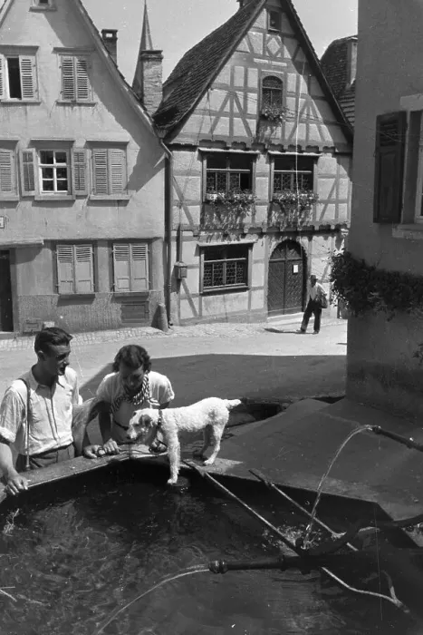 Gerahmter Druck : Stuttgart. Ein Heilwassersprudel im Stadtteil Bad Cannstatt von Stuttgart Gerahmter Druck : Stuttgart. Ein Heilwassersprudel im Stadtteil Bad Cannstatt von Stuttgart