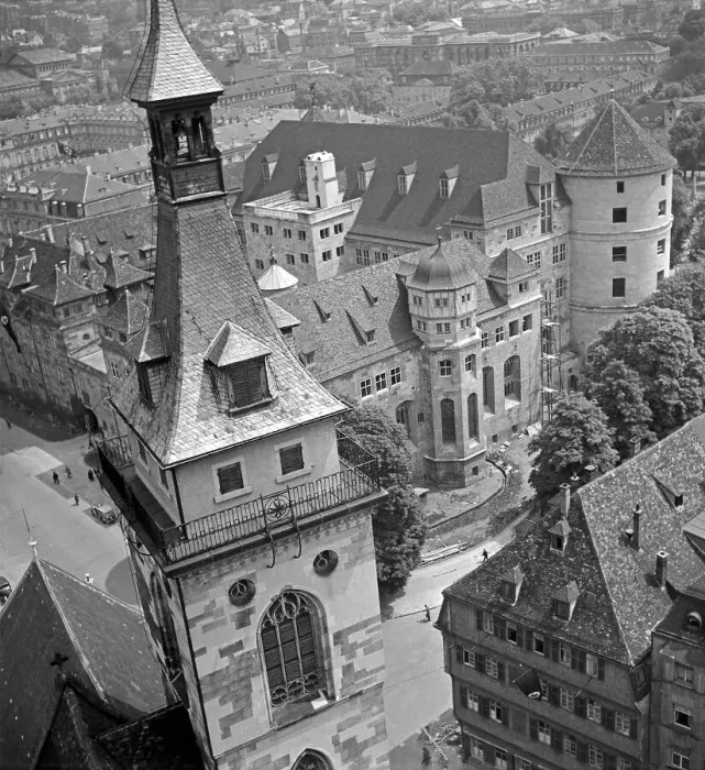 Stampa con cornice : Stuttgart. Cielo sul vecchio castello di Stoccarda, Germania anni '30 Stampa con cornice : Stuttgart. Cielo sul vecchio castello di Stoccarda, Germania anni '30