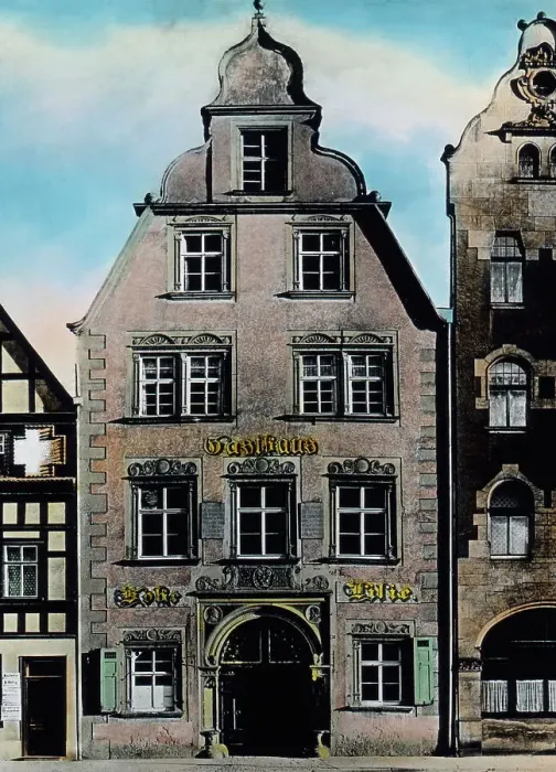 Impresión enmarcada : Thüringen. La casa de la Lilie en Erfurt - un hostal con huéspedes famosos, Turingia 1920 Impresión enmarcada : Thüringen. La casa de la Lilie en Erfurt - un hostal con huéspedes famosos, Turingia 1920