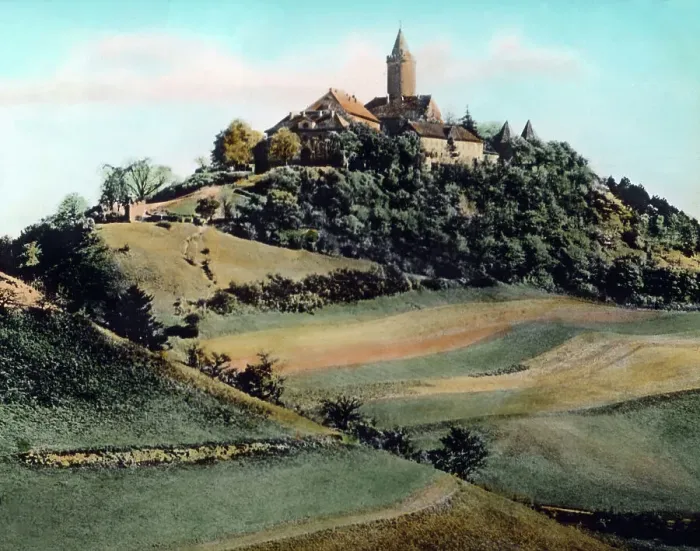 Stampa con cornice : Turingia. La regina del Saale, la Leuchtenburg a Kahla, Turingia 1920 Stampa con cornice : Turingia. La regina del Saale, la Leuchtenburg a Kahla, Turingia 1920