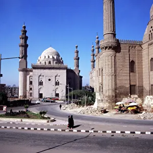 Blick auf die Sultan Hassan Moschee am Salah ed Din Platz in Kairo