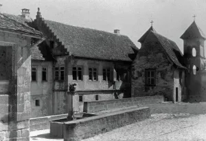 Impresiones de Excursión por las ciudades franconesas en los años veinte detrás de la puerta del monasterio de Comburgo Jakob Volk Imprime: Ciudades francesas