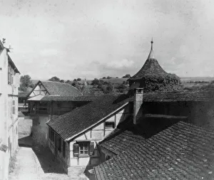 Prints of Ferienfahrt durch fränkische Städte in den 1920er Jahren, hier: Eckturm und Wehrgang im Kloster Comburg Jakob Volk Prints: Fränkische Städte