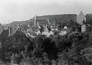 Prints of Ferienfahrt durch fränkische Städte in den 1920er Jahren, hier: Blick auf die Stadt Schwäbisch Hall. Holiday trip through Franconian towns in the 1920s, here: View of the town of Schwäbisch Hall Jakob Volk Prints: Fränkische Städte