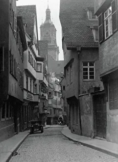 Prints of Ferienfahrt durch fränkische Städte in den 1920er Jahren, hier: Turmstrasse in Stuttgart. Holiday trip through Franconian towns in the 1920s, here: Turmstrasse in Stuttgart Jakob Volk Prints: Fränkische Städte
