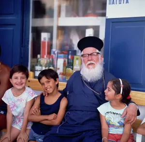 Pope Imprime: Griechenland, Pope, Pope mit Kindern auf Mykonos