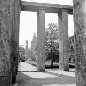 Magonza Stampe: La piazza Fischtor a Mainz con vista sul lato orientale del Duomo di Magonza